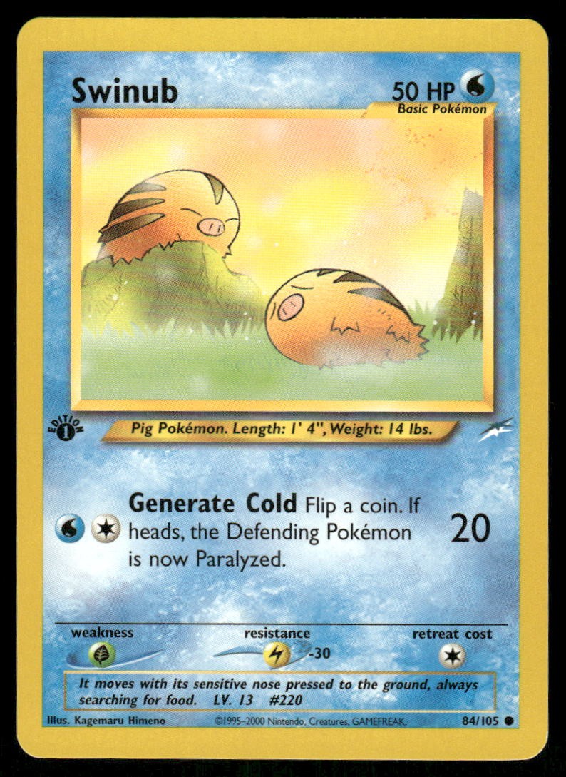 Pokemon Cards Swinub 84/105 1ST EDITION Neo Destiny WOTC Common NM0