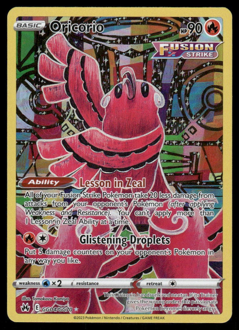 Pokemon Cards Oricorio GG04/GG70 Crown Zenith Galarian Gallery Holo NM0