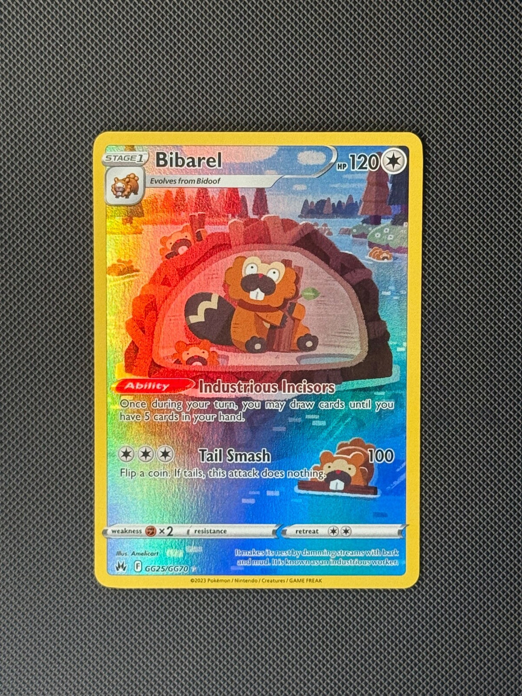 Bibarel Gg25/Gg70 Pokémon Card Crown Zenith: Galarian Gallery Holo NM0