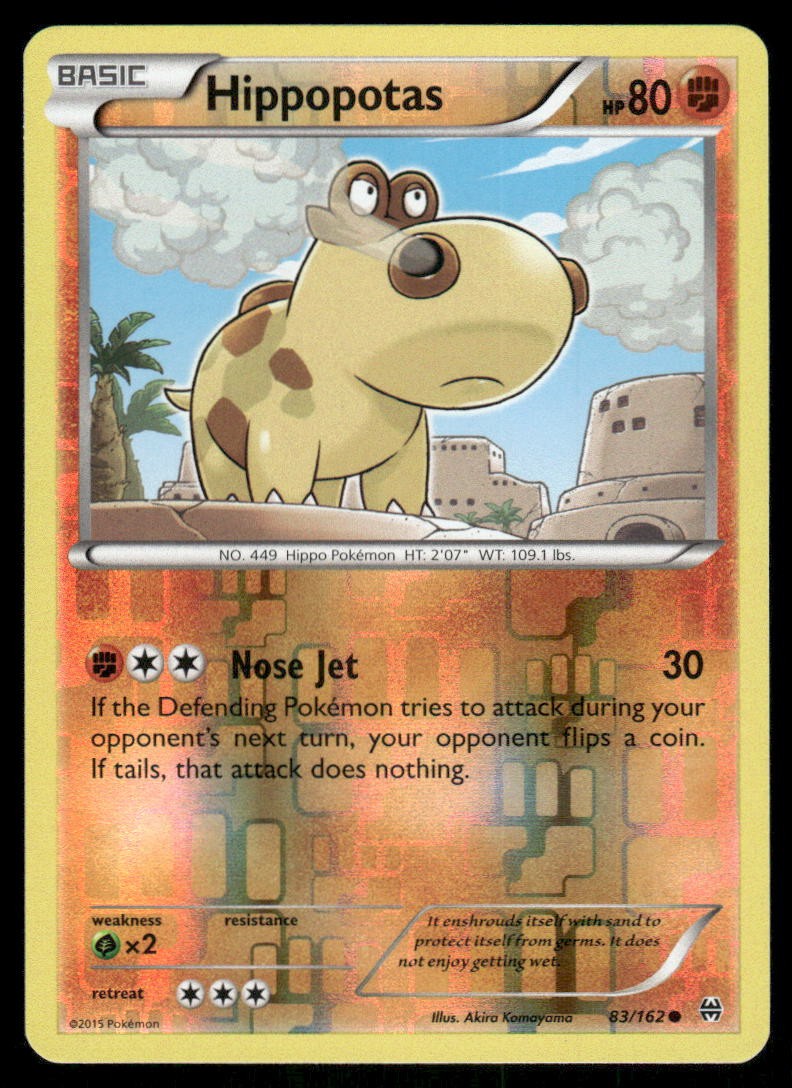 Pokemon Cards Hippopotas 83/162 Reverse Holo BREAKthrough XY NM0