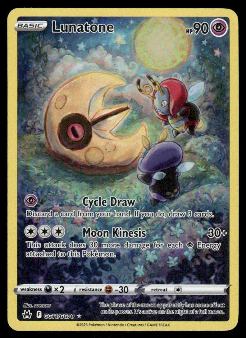 Pokemon Cards Lunatone GG11/GG70 Crown Zenith Galarian Gallery Holo NM0