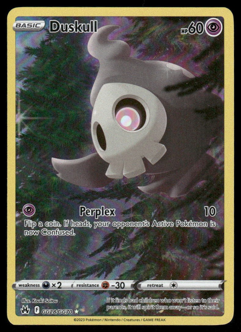 Pokemon Cards Duskull GG28/GG70 Crown Zenith Galarian Gallery Holo NM0