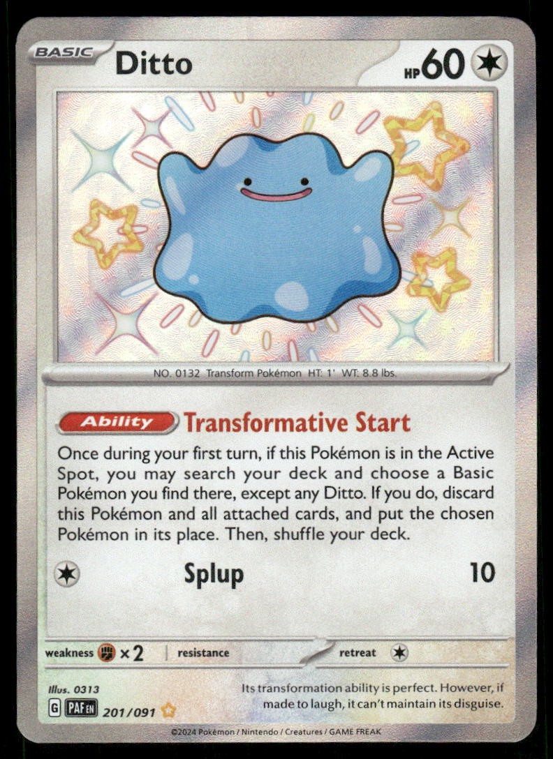 Pokemon Cards Ditto 201/091 Paldean Fates Shiny Rare NM0