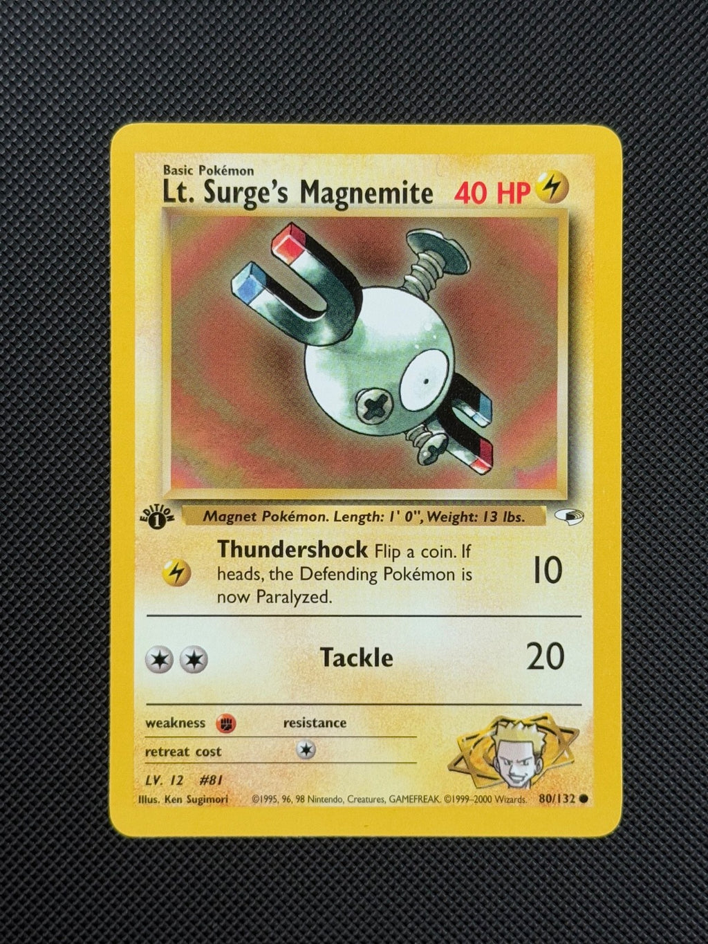 Pokémon Cards Lt. Surge's Magnemite 80/132 1ST EDITION Gym Heroes WOTC Common1