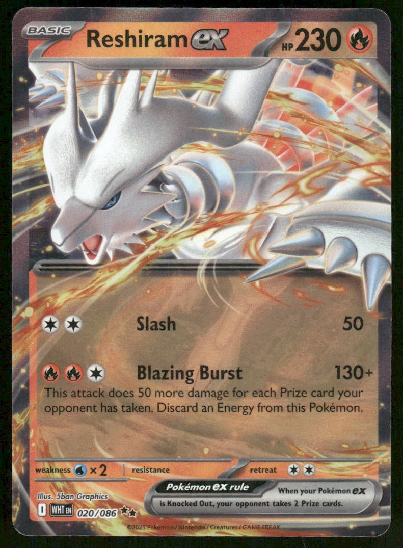 Pokemon Cards Reshiram ex 020/086 White Flare Double Rare NM *20