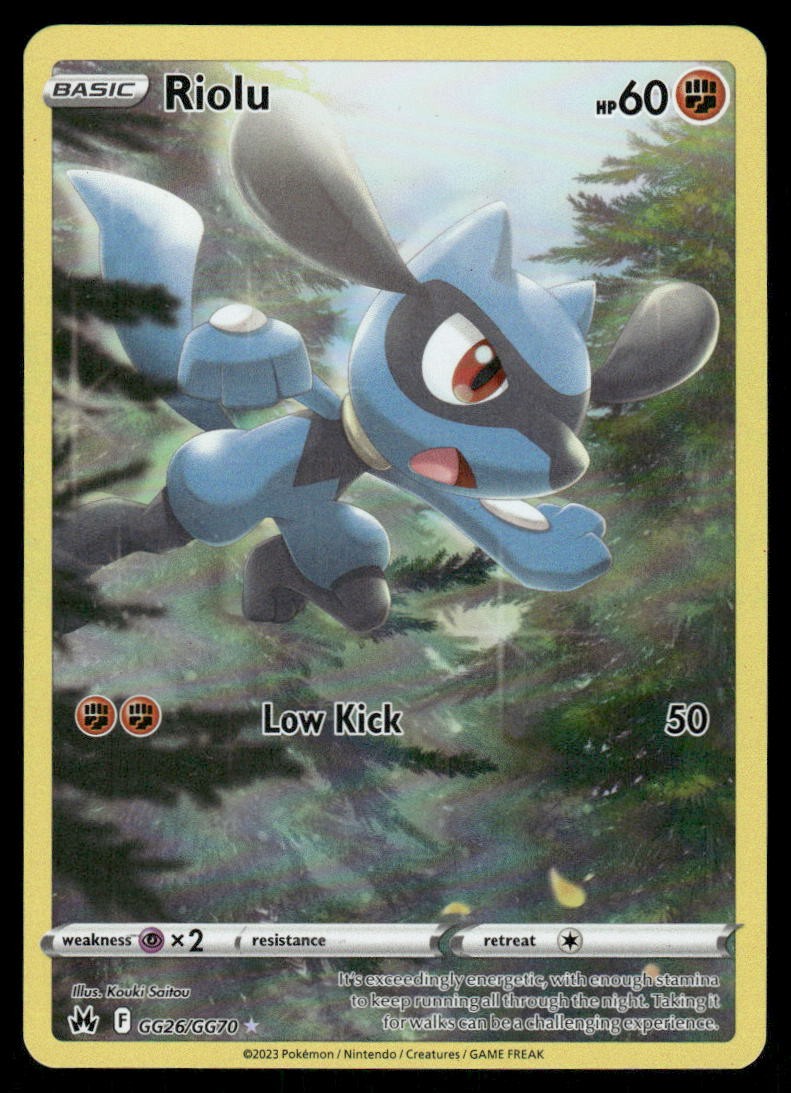 Pokemon Cards Riolu GG26/GG70 Crown Zenith Galarian Gallery Holo NM0