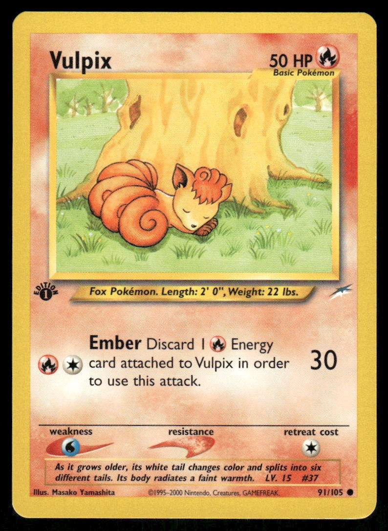 Pokemon Cards Vulpix 91/105 1ST EDITION Neo Destiny WOTC Common NM0