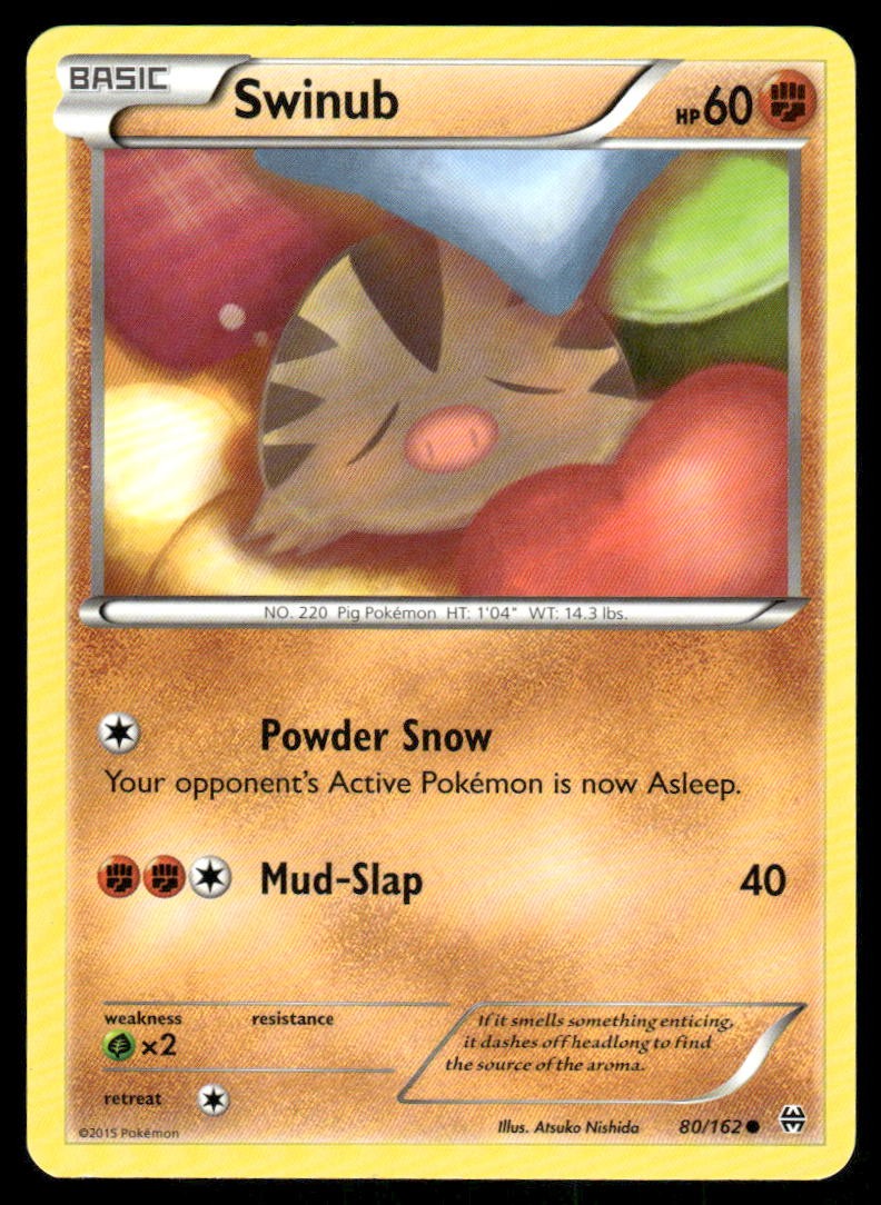 Pokemon Cards Swinub 80/162 BREAKthrough XY Common NM0