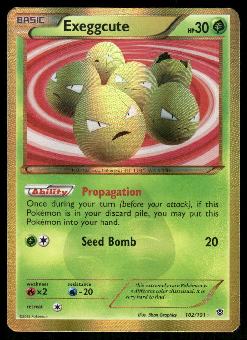 Pokemon Cards Exeggcute 102/101 Plasma Blast Secret Rare LP0