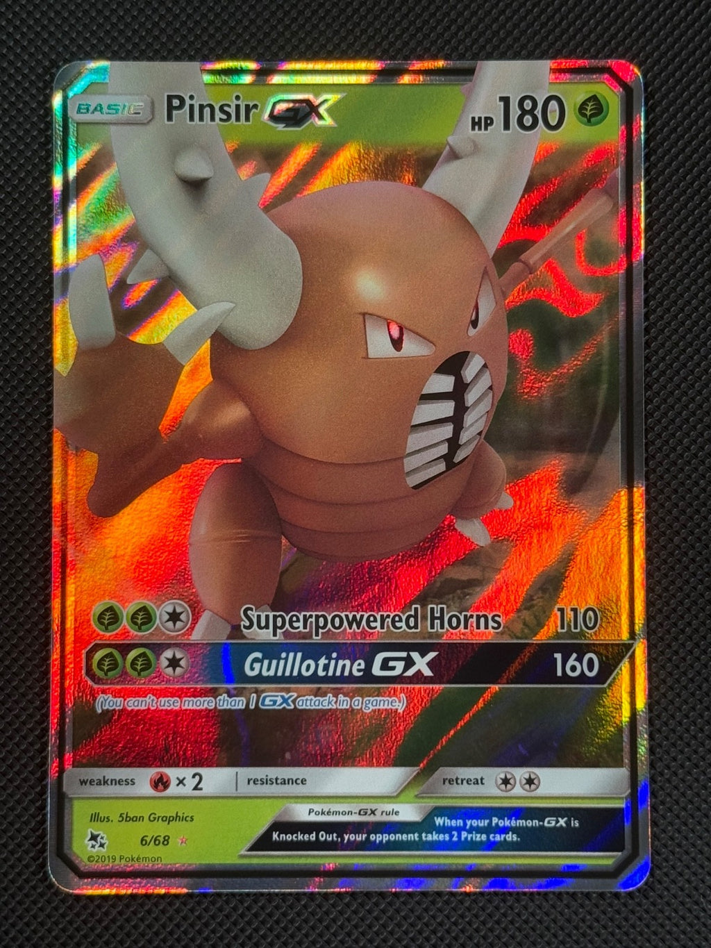 Pinsir GX 6/68 HOLO Pokémon Card Sun & Moon Hidden Fates Holo Rare0