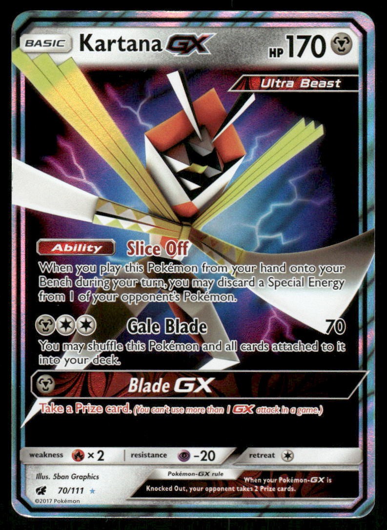 Pokemon Cards Kartana GX 70/111 Crimson Invasion Holo Rare GX NM0