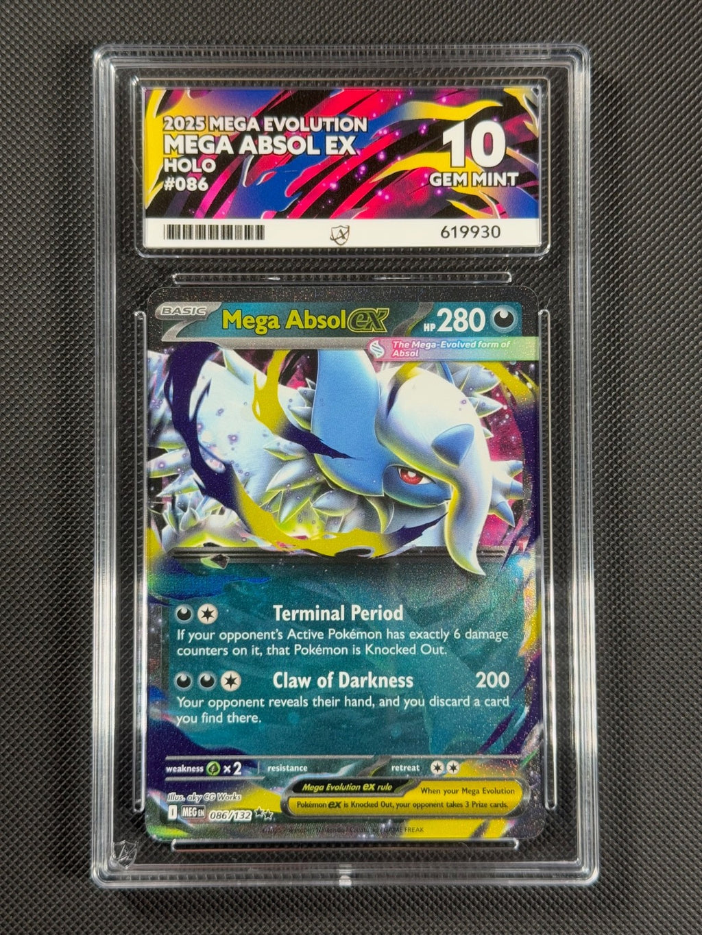 ACE 10 Mega Absol ex 086/132 Pokémon Card Me01: Mega Evolution Holo GEM MINT0