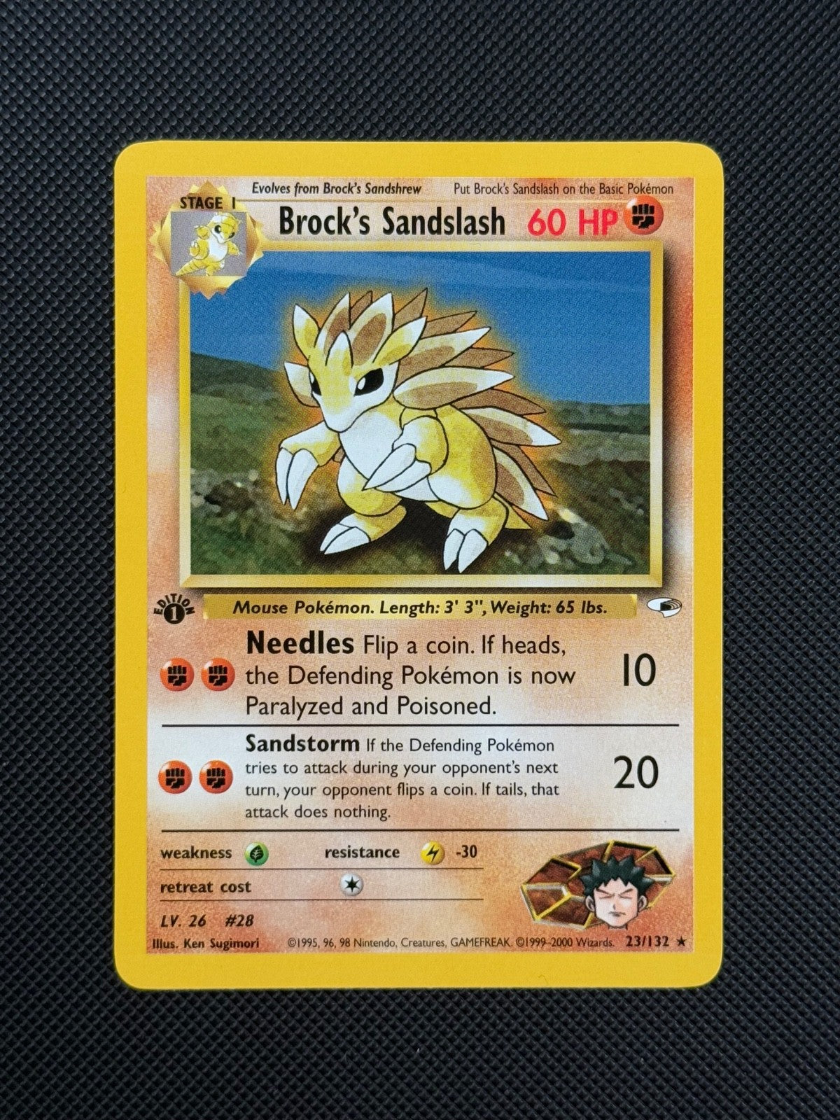 Pokémon Cards Brock's Sandslash 23/132 1ST EDITION Gym Heroes WOTC Non Holo Rare1