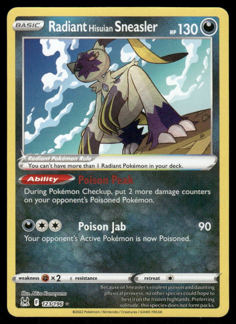 Pokemon Cards Radiant Hisuian Sneasler 123/196 Lost Origin Radiant Rare NM0