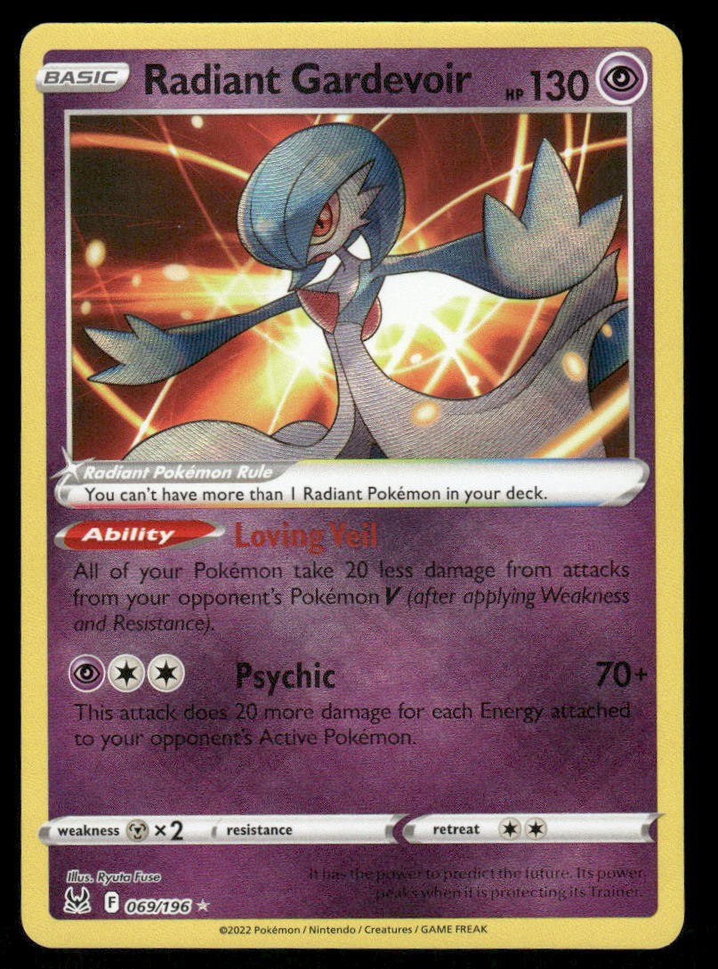 Pokemon Cards Radiant Gardevoir 069/196 Lost Origin Radiant Rare NM0