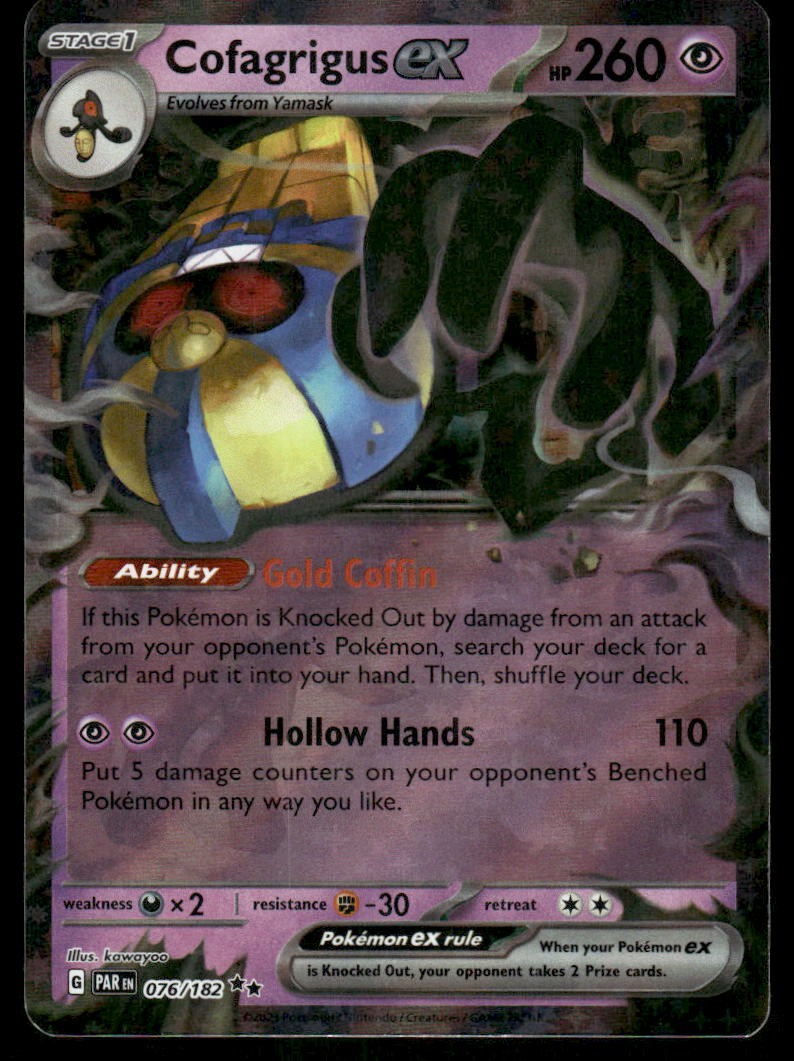 Pokemon Cards Cofagrigus ex 076/182 Paradox Rift Double Rare NM0