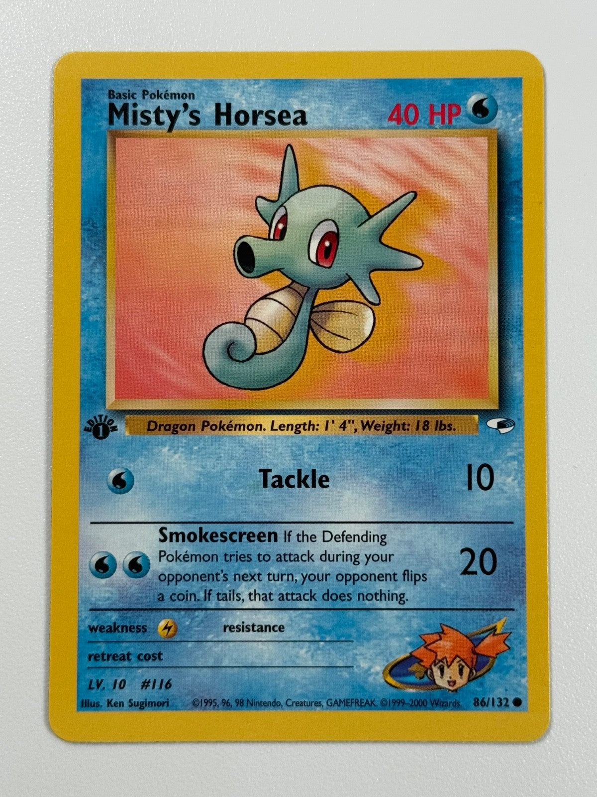 Pokémon Cards Misty's Horsea 86/132 1ST EDITION Gym Heroes WOTC Common0
