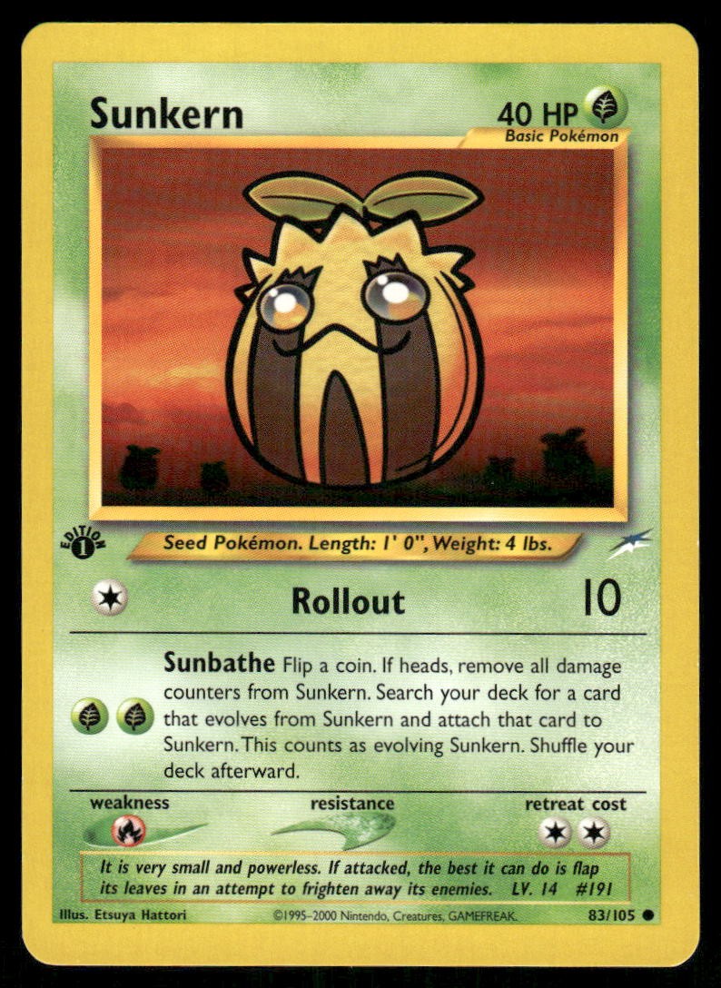 Pokemon Cards Sunkern 83/105 1ST EDITION Neo Destiny WOTC Common NM0