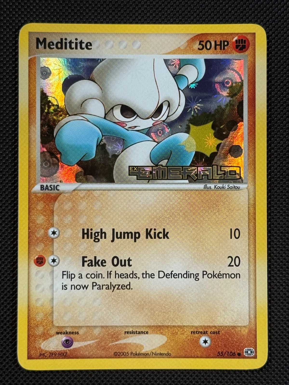 Meditite 55/106 STAMPED Pokémon Card EX Emerald Reverse Holo Common0