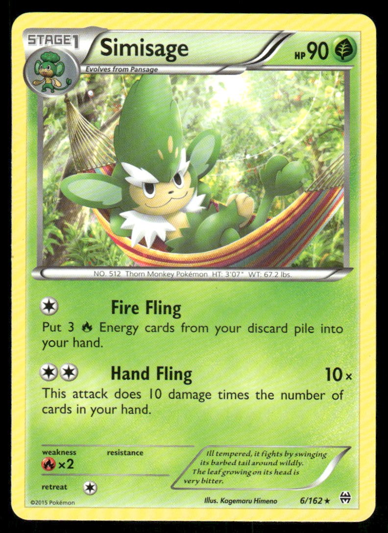 Pokemon Cards Simisage 6/162 BREAKthrough XY Rare NM0