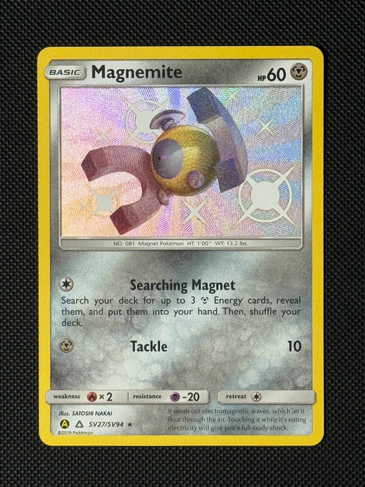 Magnemite SV27/SV94 Holo Pokémon Card Hidden Fates Baby Shiny 0