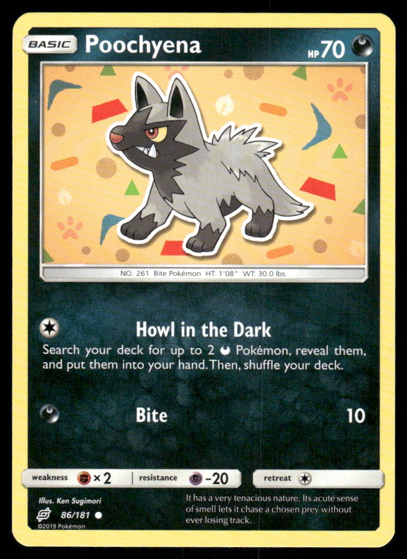 Pokemon Cards Poochyena 86/181 Team Up Sun & Moon Common NM0