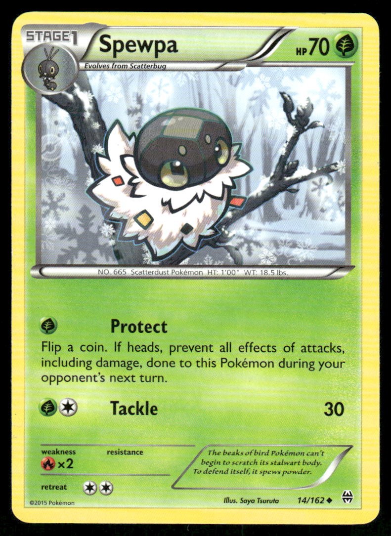 Pokemon Cards Spewpa 14/162 BREAKthrough XY Uncommon NM0