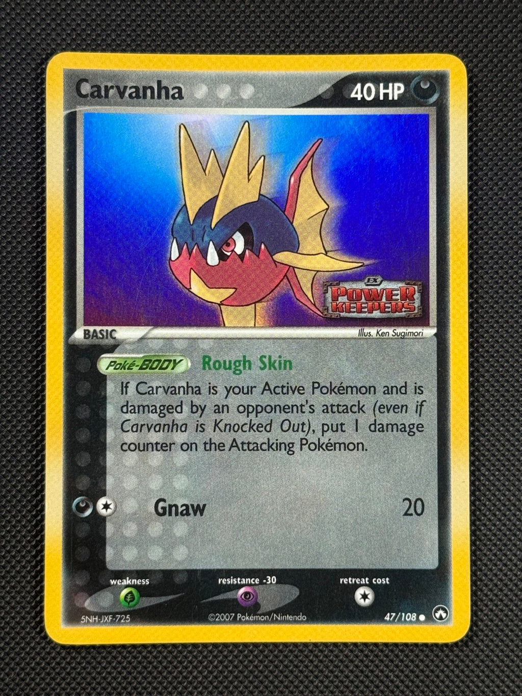 Carvanha 47/108 STAMPED Pokémon Card EX Power Keepers Reverse Holo Common0