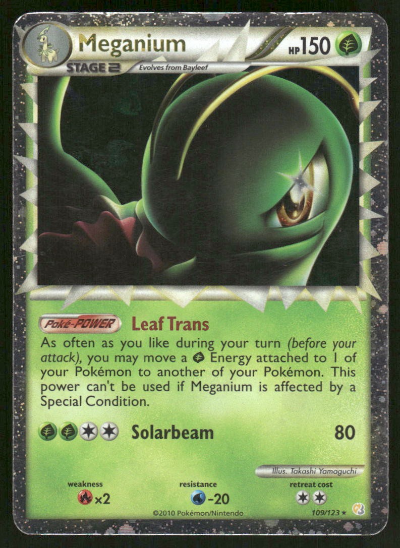 Pokemon Cards Meganium 109/123 HeartGold & SoulSilver Rare Prime MP0