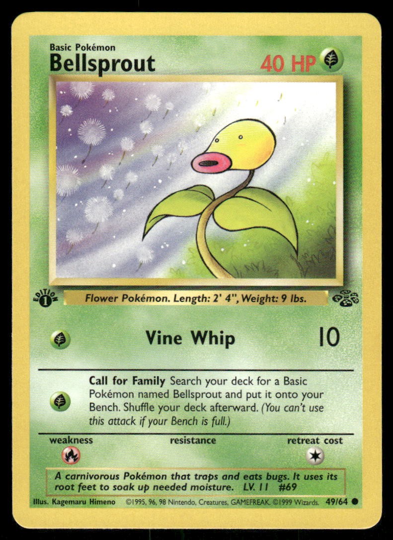 Pokemon Cards Bellsprout 49/64 1ST EDITION Jungle Common NM0