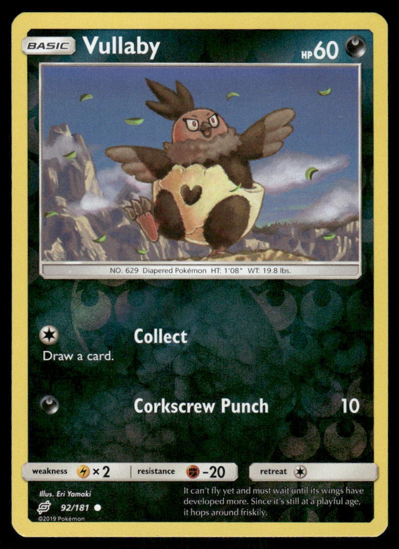 Pokemon Cards Vullaby 92/181 Reverse Holo Team Up Sun & Moon NM0