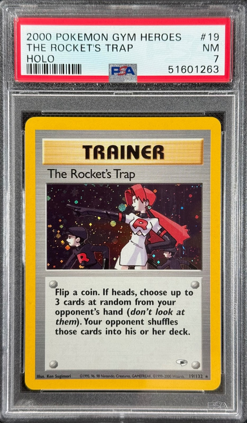 Pokemon Card The Rocket's Trap 19/132 Holo Gym Heroes WOTC PSA 70