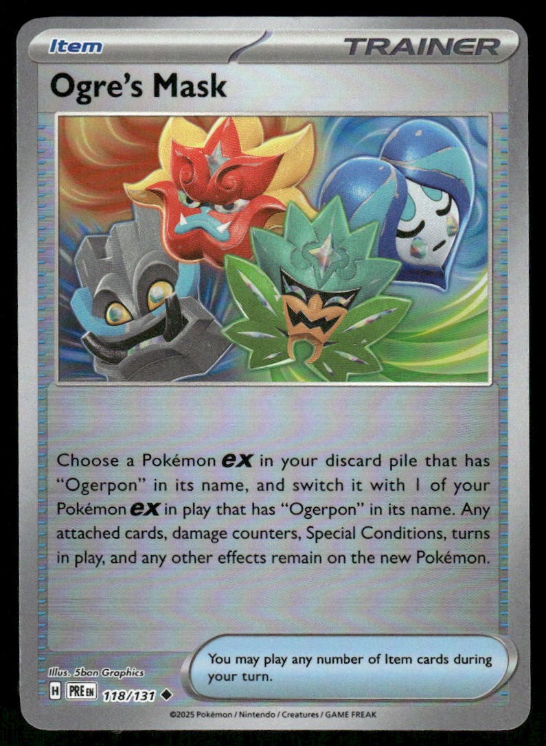 Pokemon Cards Ogre's Mask 118/131 Reverse Holo Prismatic Evolutions Pokeball *10