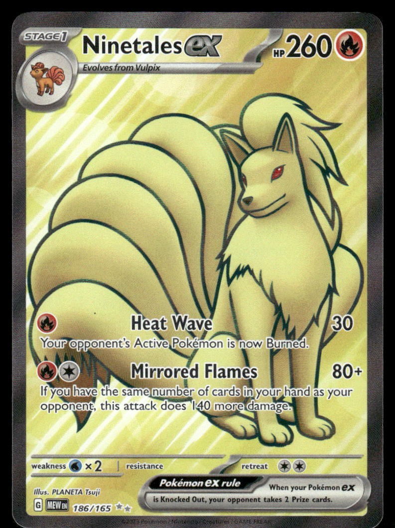 Pokemon Cards Ninetales ex 186/165 151 Ultra Rare NM0