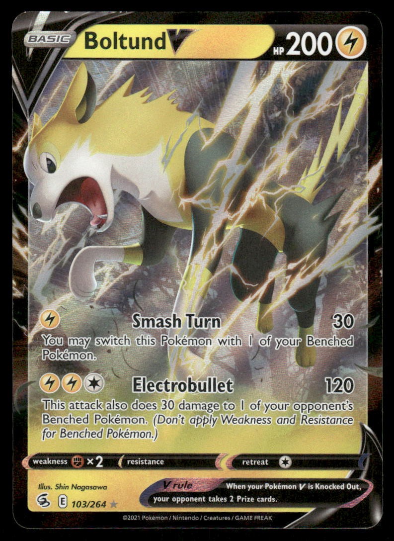 Pokemon Cards Boltund V 103/264 Fusion Strike Holo Rare V NM0