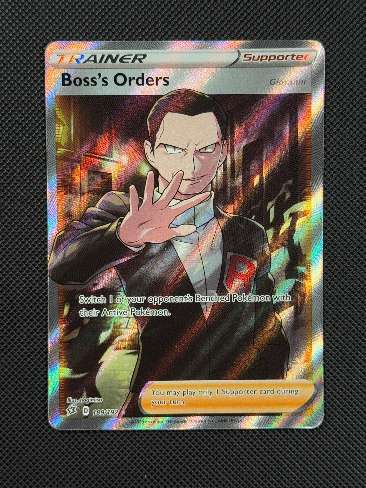 Pokémon Cards Boss's Orders 189/192 Rebel Clash Sword & Shield Full Art Trainer 1