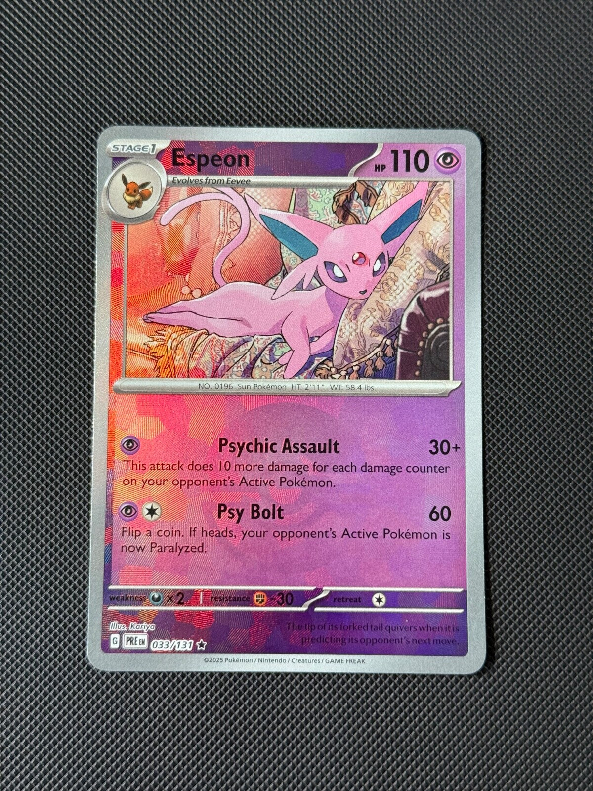 Espeon 033/131 Poké Ball Reverse Holo Pokémon Card Prismatic Evolutions NM0