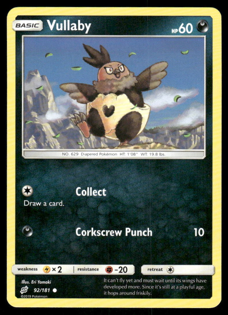 Pokemon Cards Vullaby 92/181 Team Up Sun & Moon Common NM0