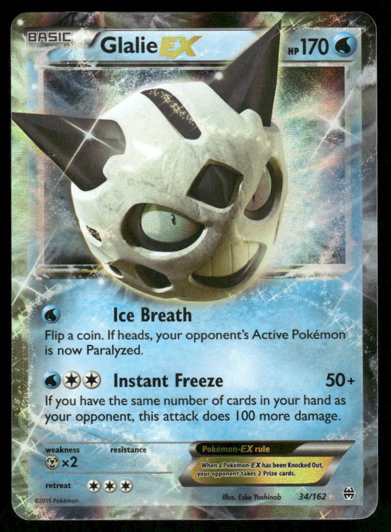 Pokemon Cards Glalie EX 34/162 BREAKthrough Holo Rare EX LP0