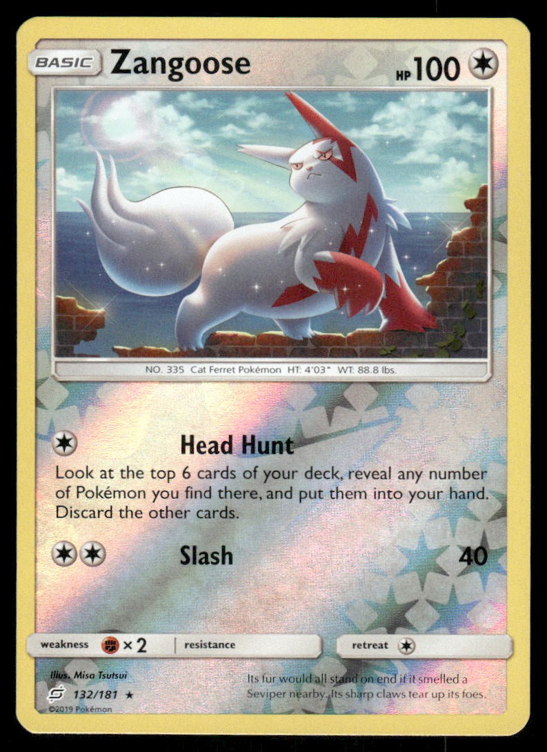 Pokemon Cards Zangoose 132/181 Reverse Holo Team Up Sun & Moon NM0
