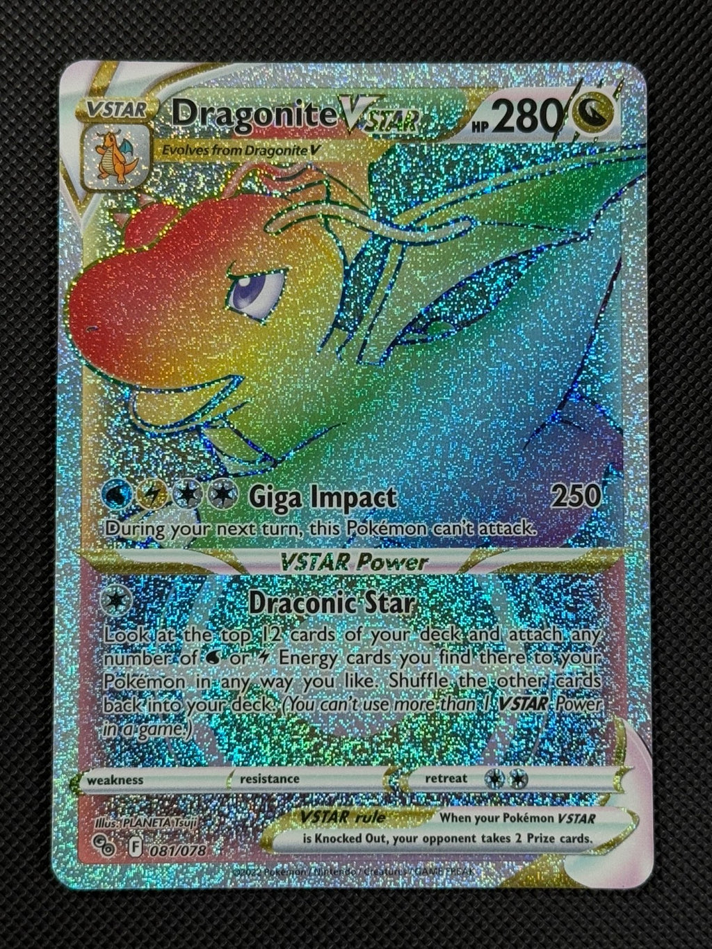 Dragonite VSTAR 081/078 RAINBOW Pokémon Card Pokemon Go Holo Rare0