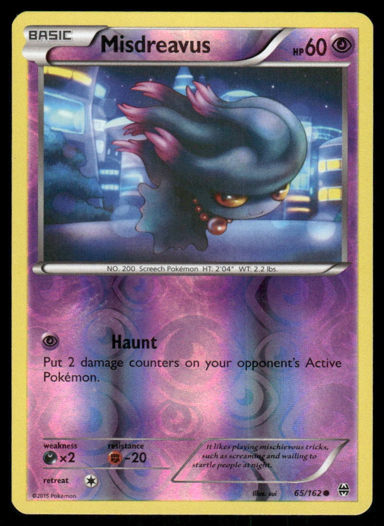 Pokemon Cards Misdreavus 65/162 Reverse Holo BREAKthrough XY NM * 10