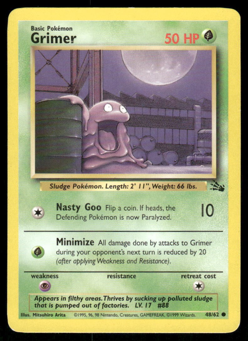 Pokemon Cards Grimer 48/62 UNLIMITED Fossil WOTC Common NM0