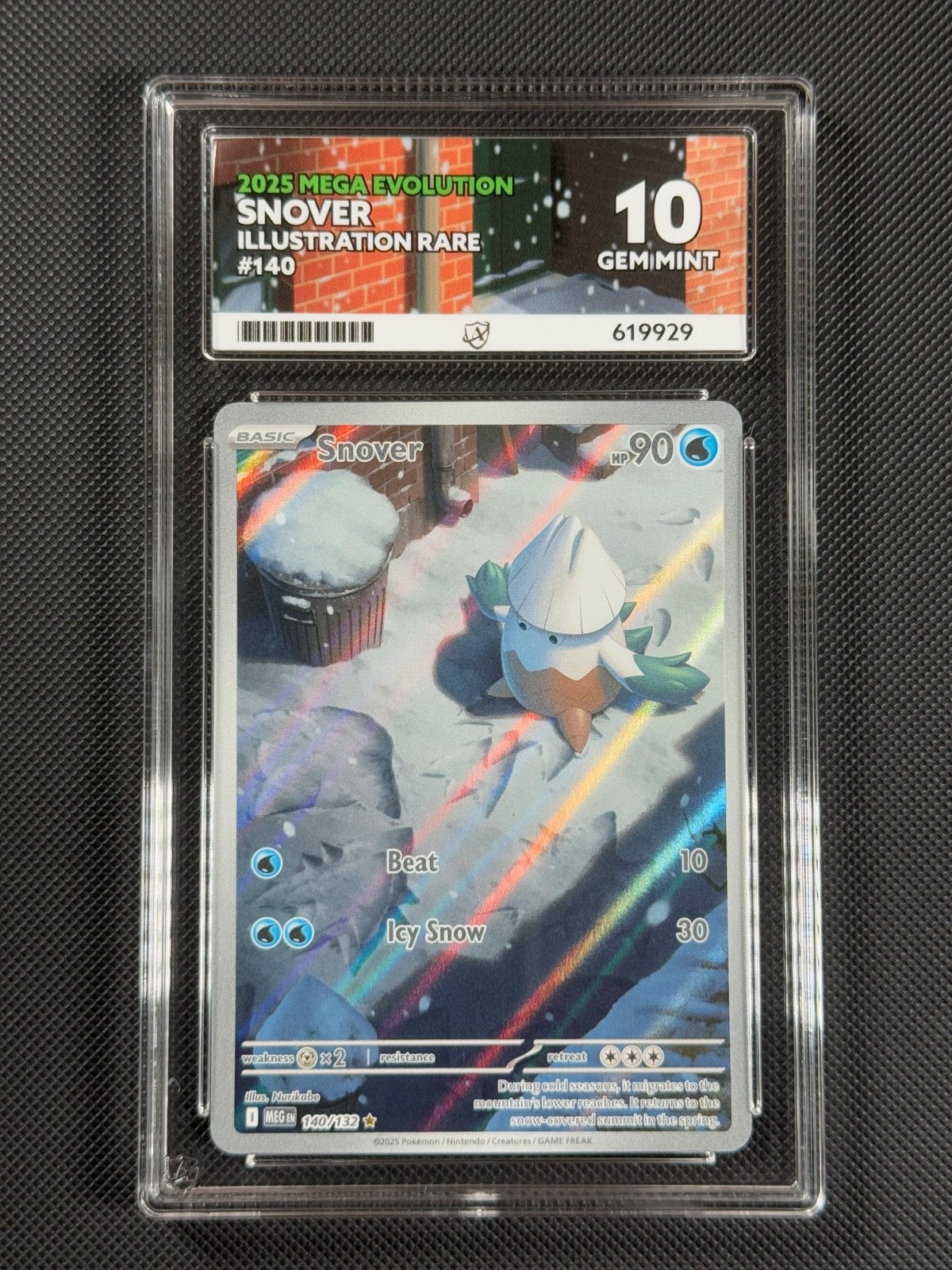 ACE 10 Snover 140/132 IR Pokémon Card Me01: Mega Evolution Holo GEM MINT0