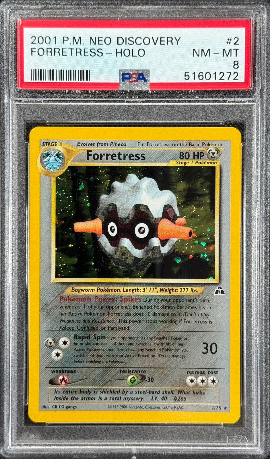 Pokemon Card Forretress 2/75 Holo Neo Discovery WOTC PSA 80