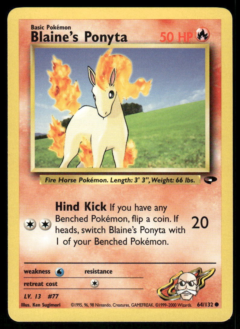 Pokemon Cards Blaine's Ponyta 64/132 UNLIMITED Gym Challenge WOTC Common NM0