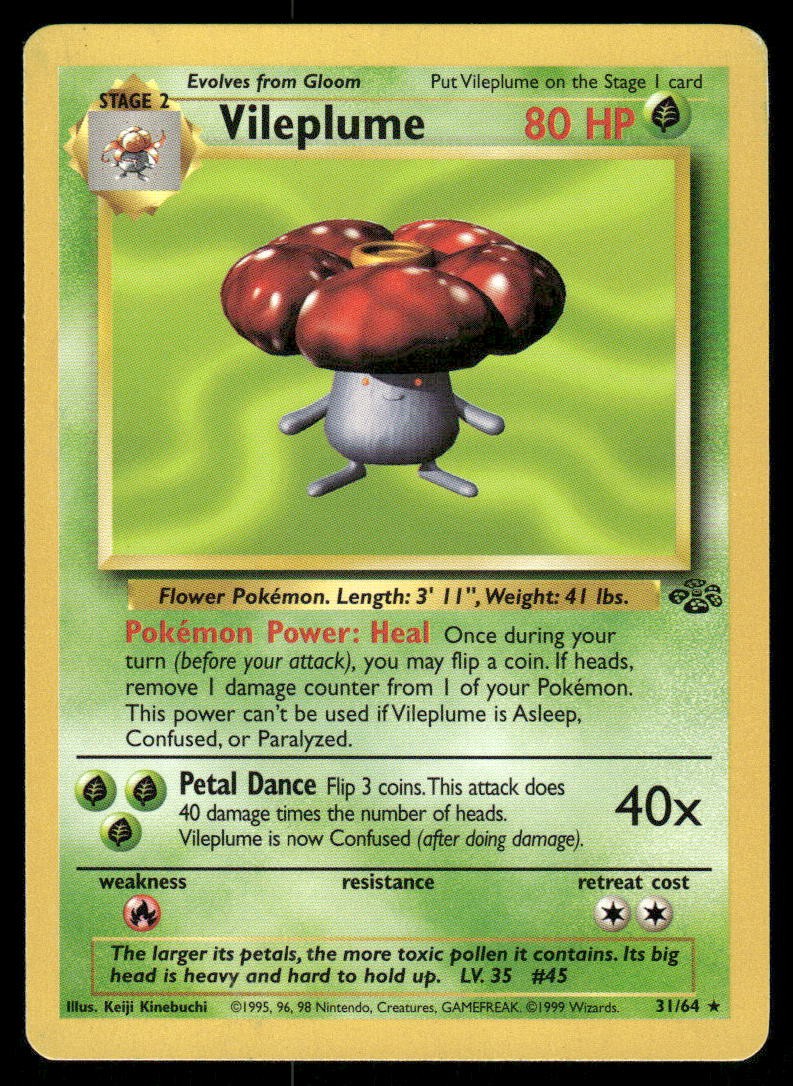 Pokemon Cards Vileplume 31/64 UNLIMITED Jungle WOTC Rare LP0