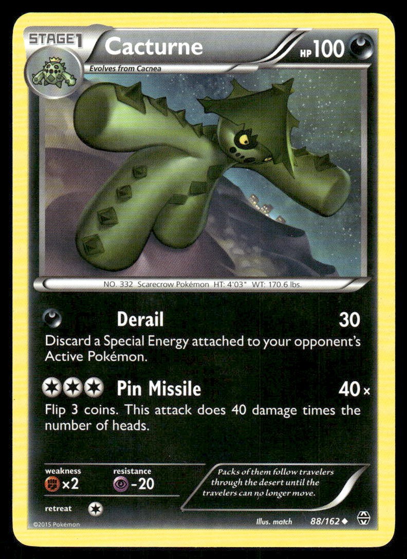 Pokemon Cards Cacturne 88/162 BREAKthrough XY Uncommon NM0