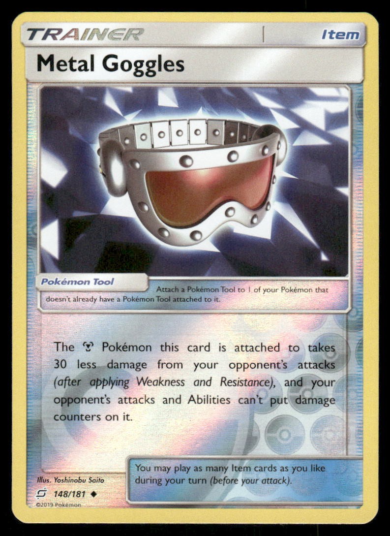 Pokemon Cards Metal Goggles 148/181 Reverse Holo Team Up Sun & Moon NM0