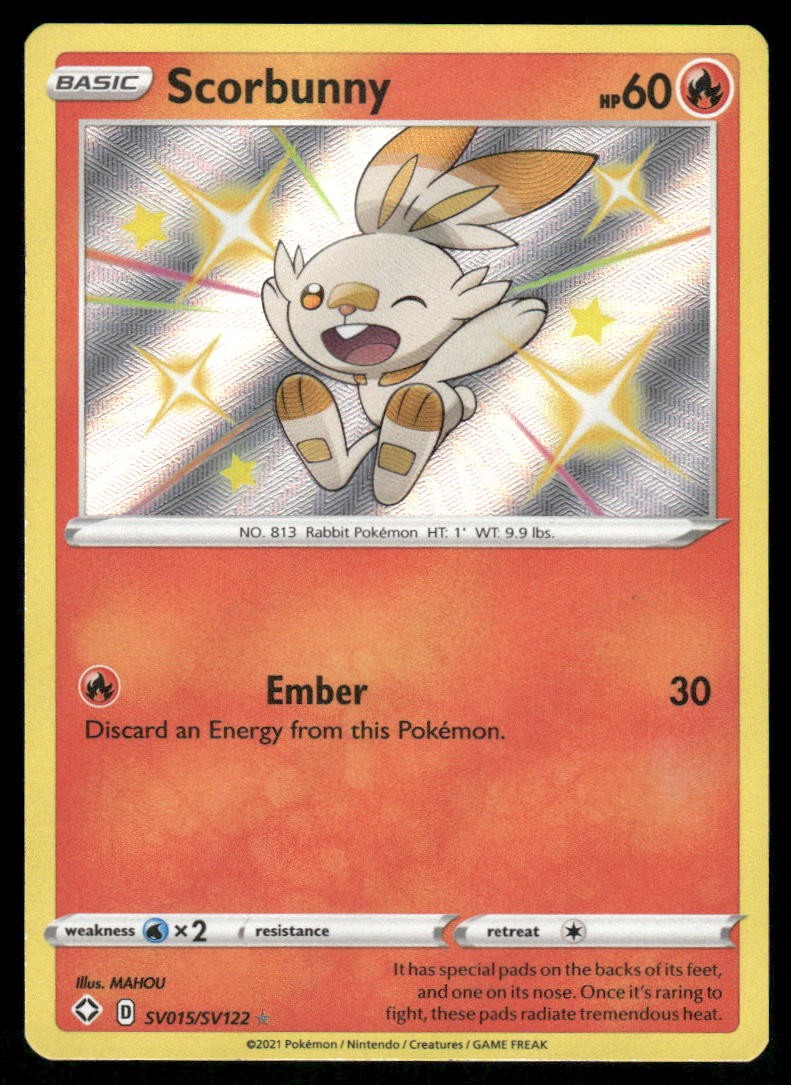 Pokemon Cards Scorbunny SV015/SV122 Shining Fates Shiny Vault Rare Shiny NM0